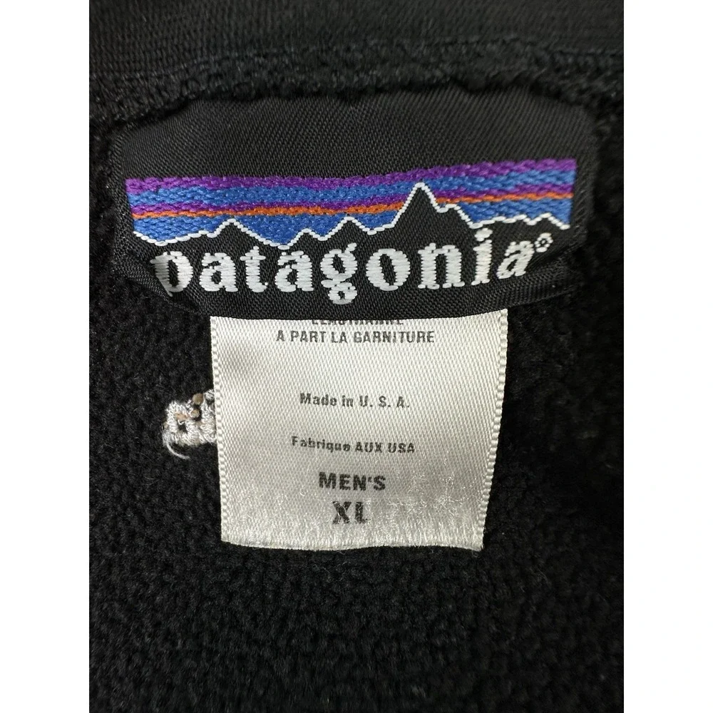 VTG Patagonia Mens XL Black Full Zip Cycling Track Jacket 24320 Made In The USA